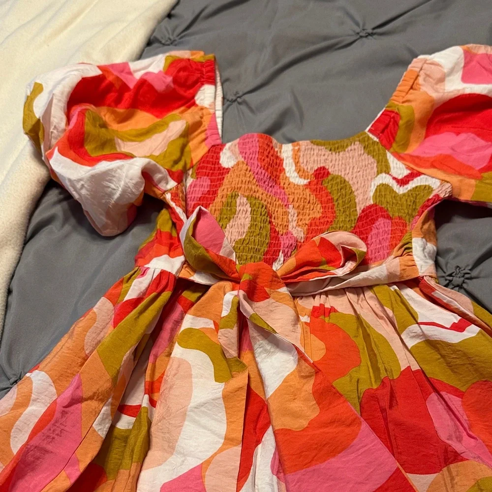 Multi-Color Puff Sleeve Sundress - Picture 4 of 6